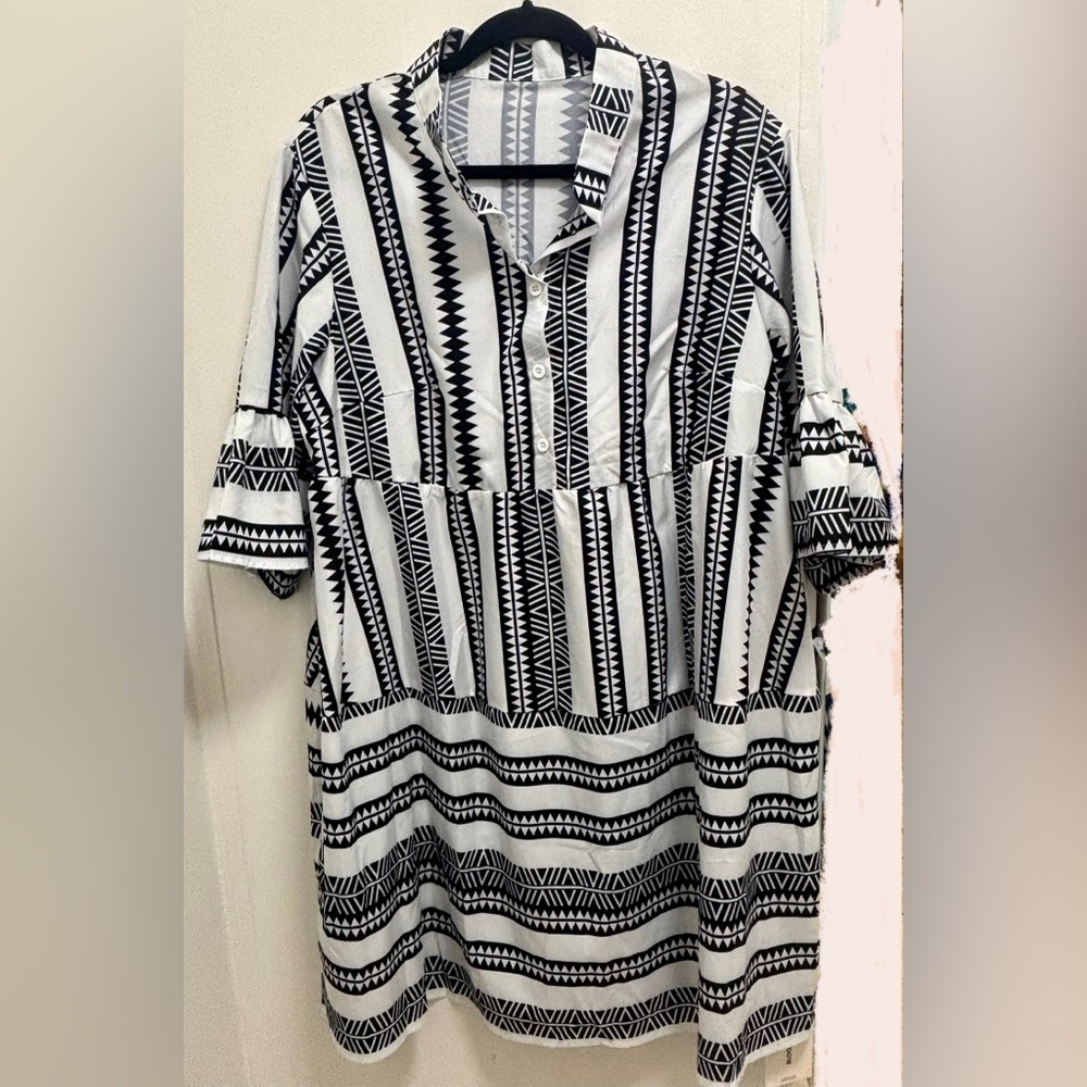 Bloomchic Black and White Striped Bandana Dress